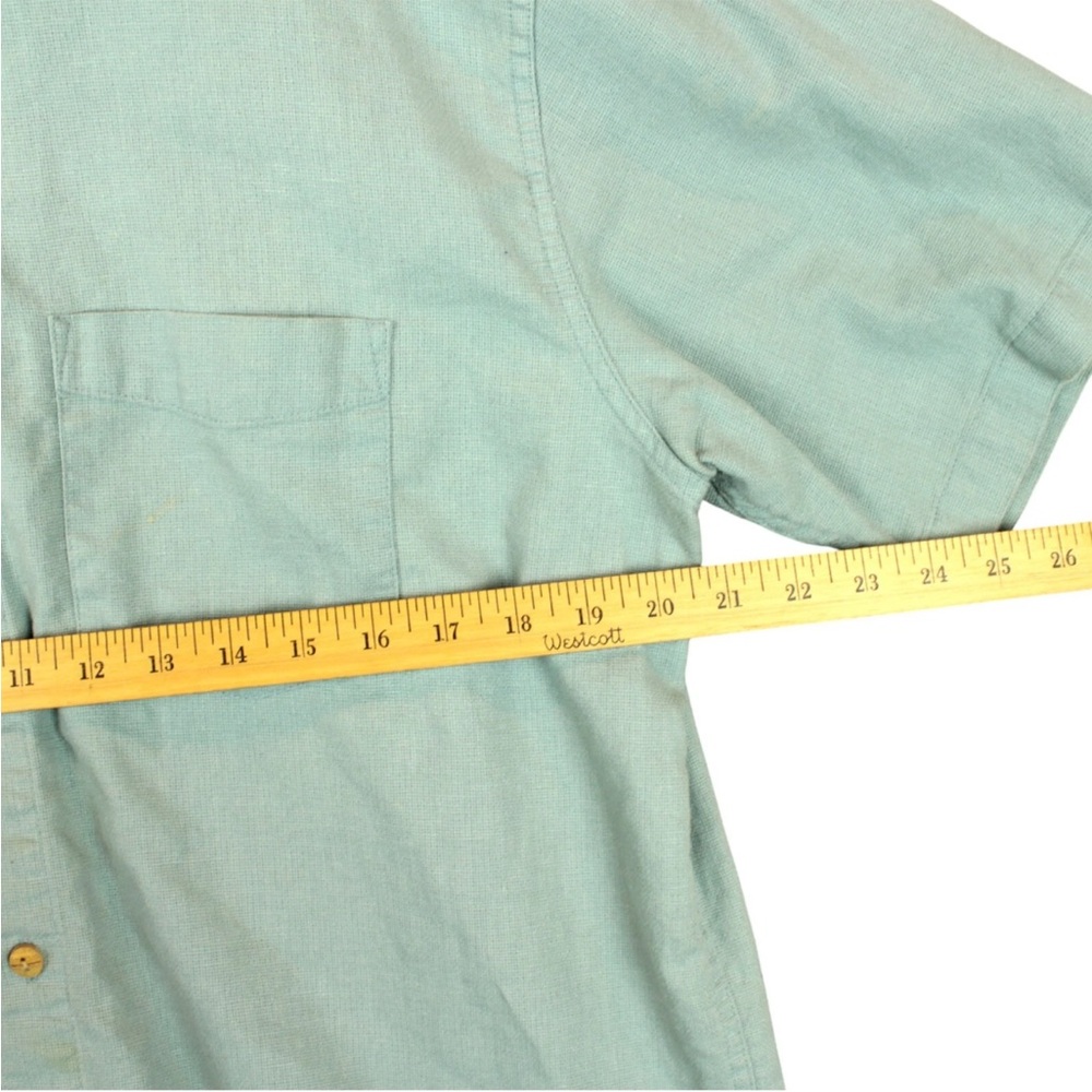 REI Short Sleeve Button Shirt Mens Large Green Front Pocket Outdoors Hemp Blend - Picture 11 of 11